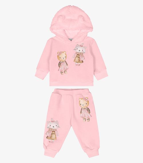 Conjunto blusão com capuz e calça Trick Nick Rosa