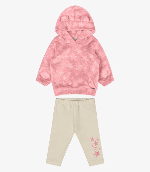 Conjunto de Blusão Capuz e Legging Trick Nick Rosa