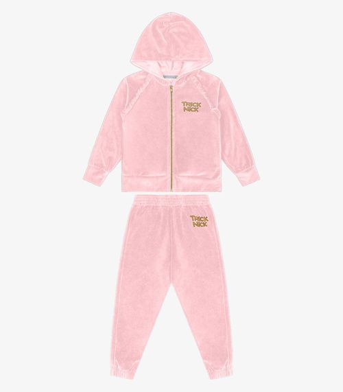 Conjunto Jaqueta Com Capuz e Calça Trick Nick Rosa
