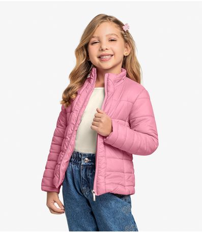 Jaqueta Puffer Infantil Trick Nick Rosa