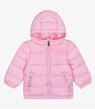 Jaqueta Puffer Infantil com Capuz Trick Nick Rosa