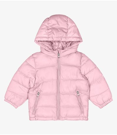 Jaqueta Puffer Infantil com Capuz Trick Nick Rosa