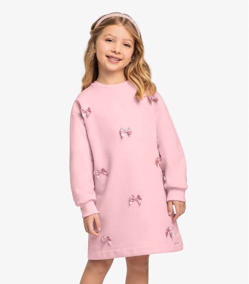 Vestido Manga Longa Trick Nick Rosa