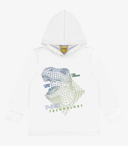 Camiseta Infantil Manga Longa Com Capuz Rovi Kids Branco