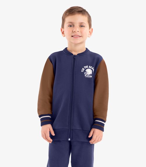 Jaqueta Infantil Em Moletom Rovi Kids Azul