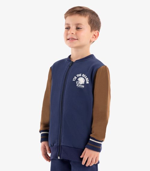 Jaqueta Infantil Em Moletom Rovi Kids Azul