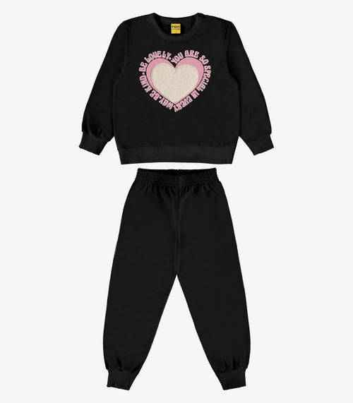 Conjunto Feminino Blusão Com Calça Rovi Kids Preto