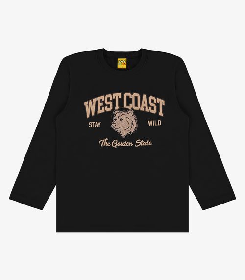 Camiseta Infantil Manga Longa Rovi Kids Preto