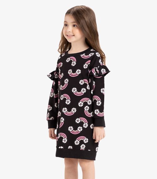 Vestido Infantil Manga Longa Rovi Kids Preto