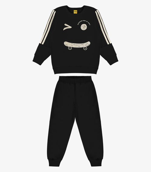 Conjunto Blusão Com Calça Moletom Rovi Kids Preto