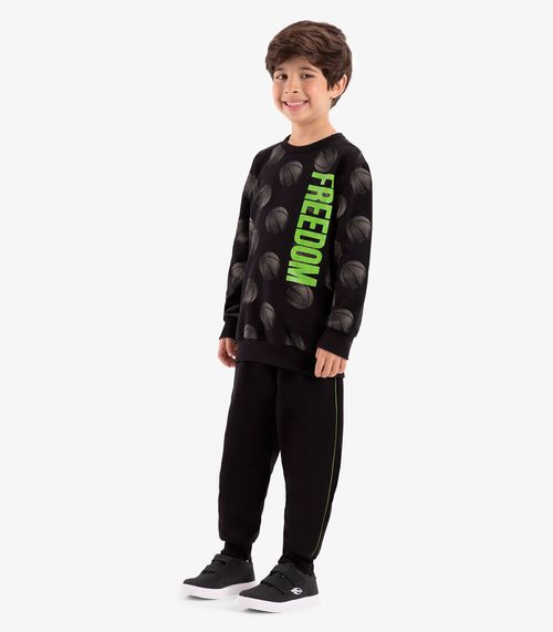 Conjunto Infantil Blusão Com Calça Rovi Kids Preto