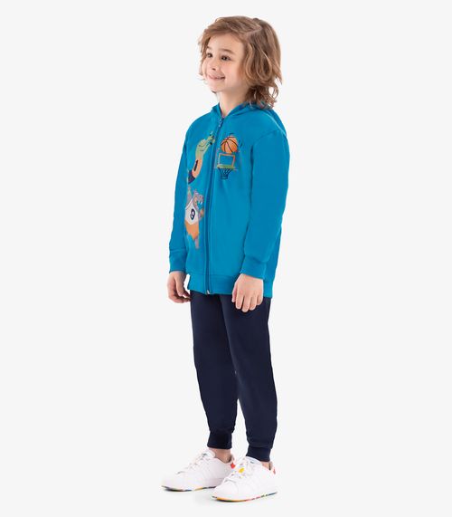Conjunto Jaqueta Com Capuz E Calça Rovi Kids Azul