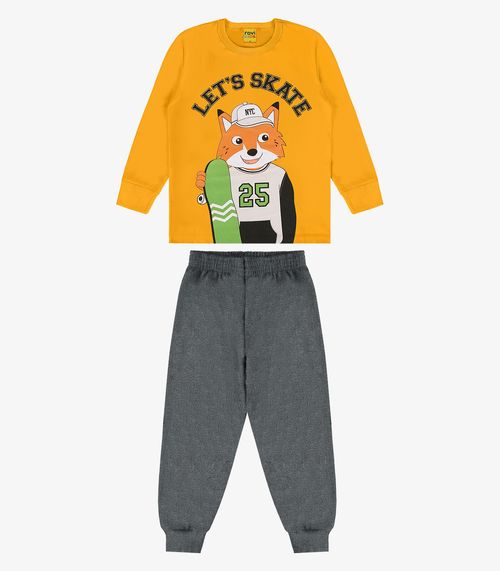 Conjunto Camiseta Manga Longa Com Calça Rovi Kids Amarelo
