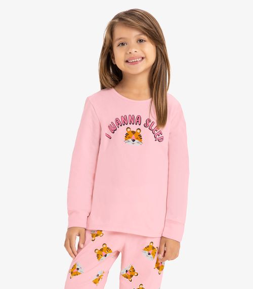 Pijama meia malha Rovi Kids Rosa