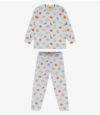 Pijama meia malha Rovi Kids Cinza