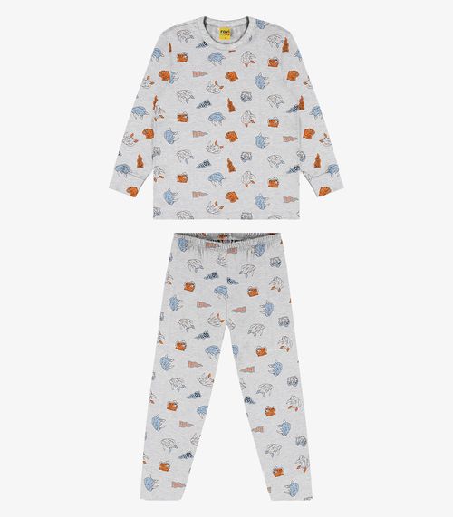 Pijama meia malha Rovi Kids Cinza