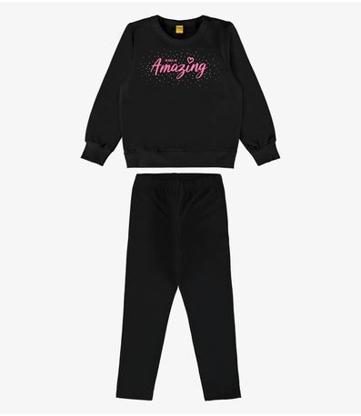 Conjunto Infantil Blusão Com Legging Rovi Kids Preto