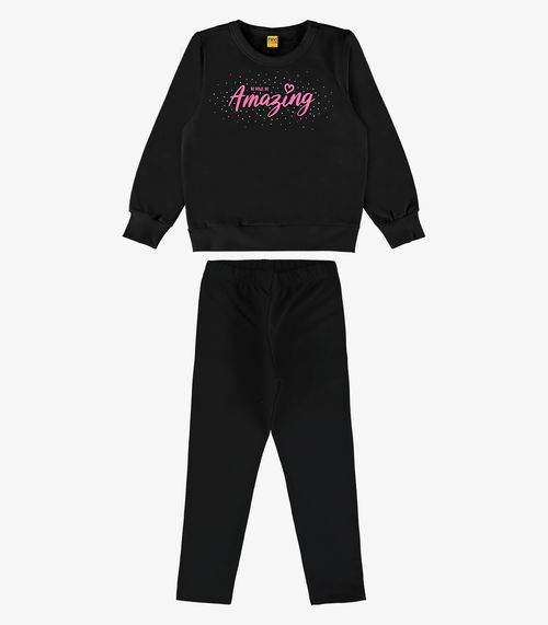 Conjunto Infantil Blusão Com Legging Rovi Kids Preto