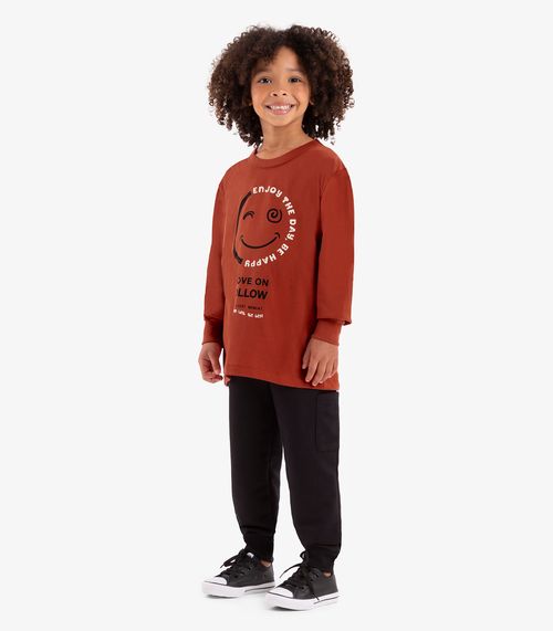 Conjunto Camiseta Manga Longa Com Calça Rovi Kids Marrom