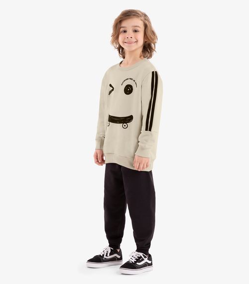 Conjunto Blusão Com Calça Moletom Rovi Kids Bege