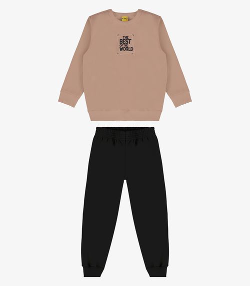 Conjunto Infantil Blusão Com Calça Rovi Kids Marrom