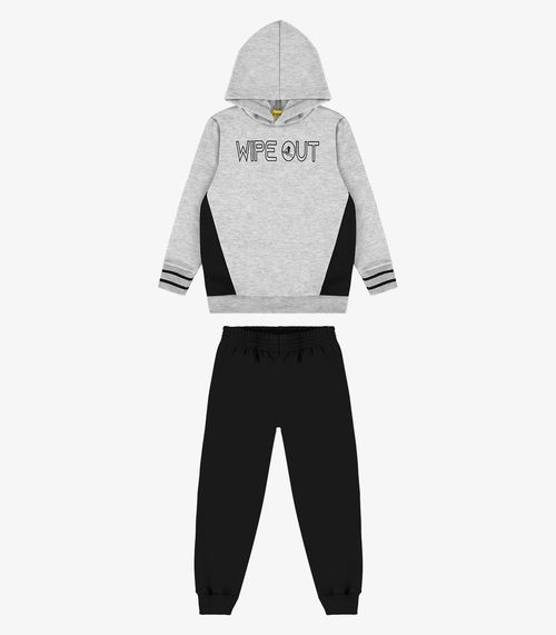 Conjunto Blusão Com Capuz E Calça Rovi Kids Cinza