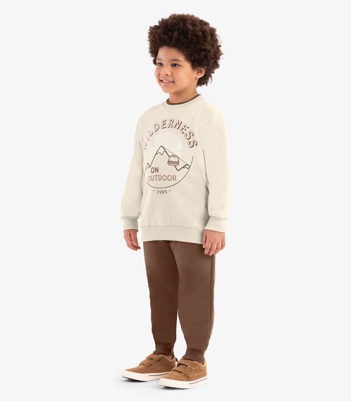 Conjunto Infantil Blusão Com Calça Rovi Kids Bege