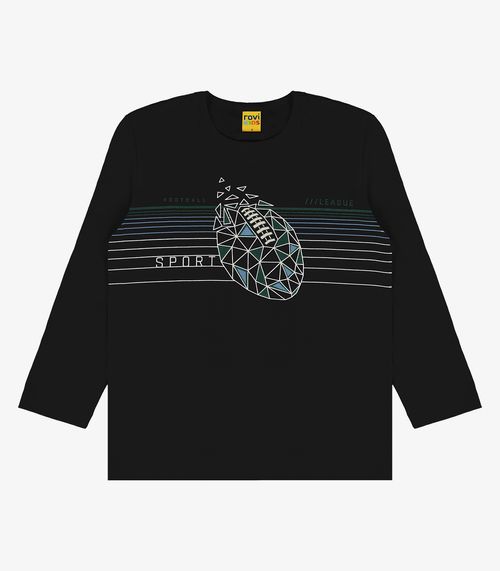 Camiseta Infantil Manga Longa Rovi Kids Preto