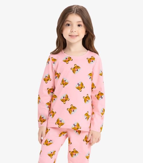 Pijama meia malha Rovi Kids Rosa