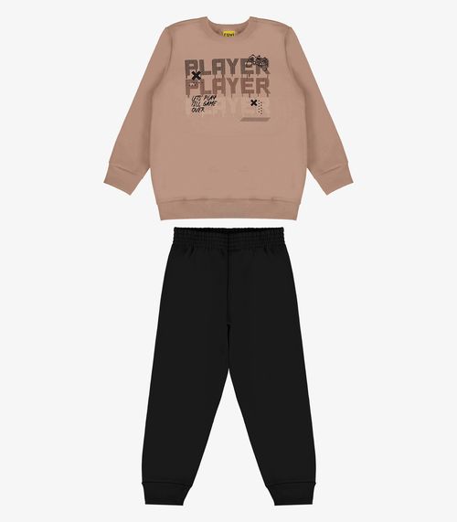 Conjunto Infantil Blusão Com Calça Rovi Kids Marrom