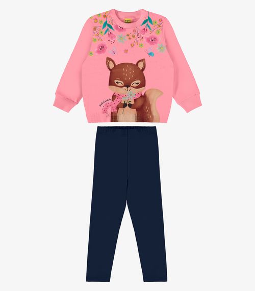 Conjunto Infantil Blusão Com Legging Rovi Kids Rosa