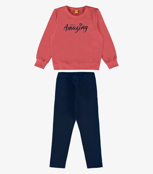 Conjunto Infantil Blusão Com Legging Rovi Kids Laranja