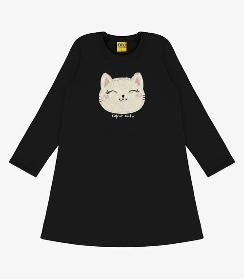 Vestido Infantil Manga Longa Rovi Kids Preto