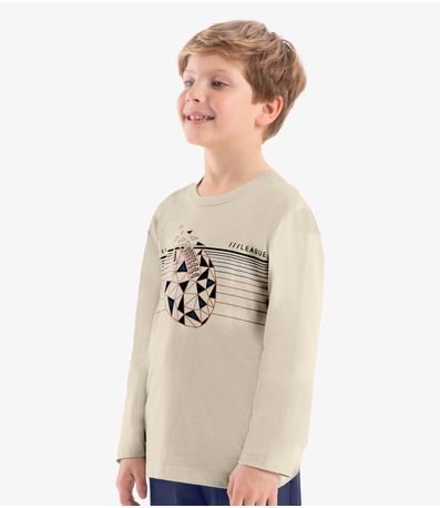 Camiseta Infantil Manga Longa Rovi Kids Bege