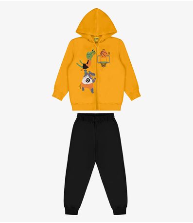 Conjunto Jaqueta Com Capuz E Calça Rovi Kids Amarelo