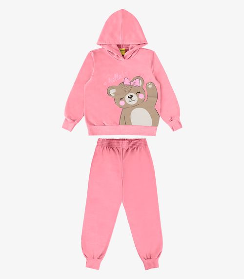 Conjunto Infantil Blusão Com Calça Rovi Kids Rosa