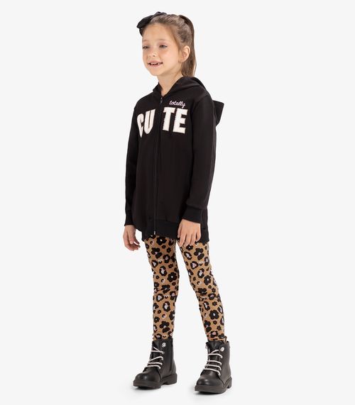Conjunto Jaqueta Com Capuz E Legging Rovi Kids Preto