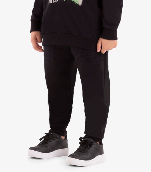 Calça Infantil Em Moletom Rovi Kids Preto