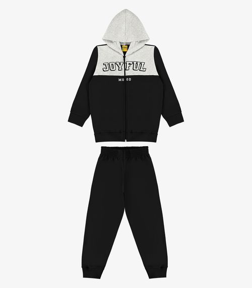Conjunto Jaqueta Com Capuz E Calça Rovi Kids Preto