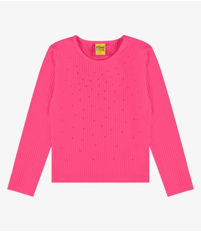 Blusa Manga Longa Com Aplicação Strass Rovi Kids Rosa