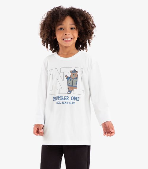 Camiseta Infantil Manga Longa Rovi Kids Branco