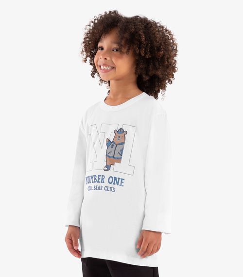 Camiseta Infantil Manga Longa Rovi Kids Branco