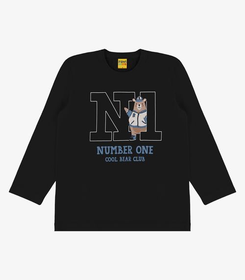 Camiseta Infantil Manga Longa Rovi Kids Preto