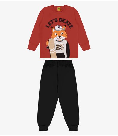 Conjunto Camiseta Manga Longa Com Calça Rovi Kids Marrom