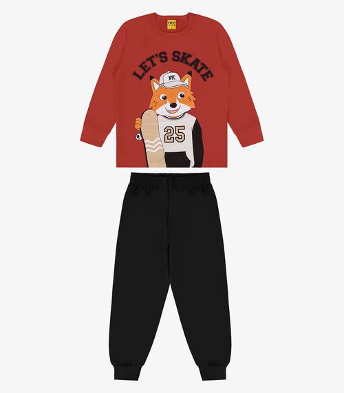 Conjunto Camiseta Manga Longa Com Calça Rovi Kids Marrom