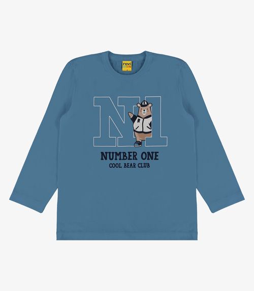 Camiseta Infantil Manga Longa Rovi Kids Azul