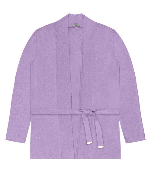Cardigan Feminino Plus Size Em Tricot Secret Glam Roxo