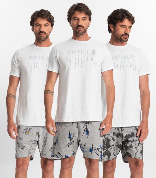Kit 3 Bermudas Masculinas Estampadas Rovitex Sortida
