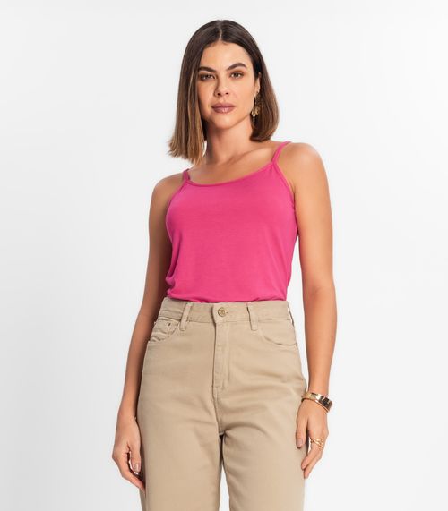 Blusa de Alça Feminina Viscotorcion Básica Rovitex Rosa
