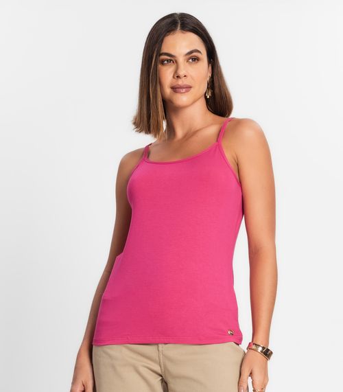 Blusa de Alça Feminina Viscotorcion Básica Rovitex Rosa